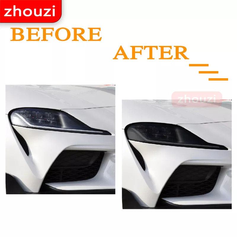2 Pcs For Toyota Supra 2019 2020 GR GT4 Car Headlight Tint Black Prote